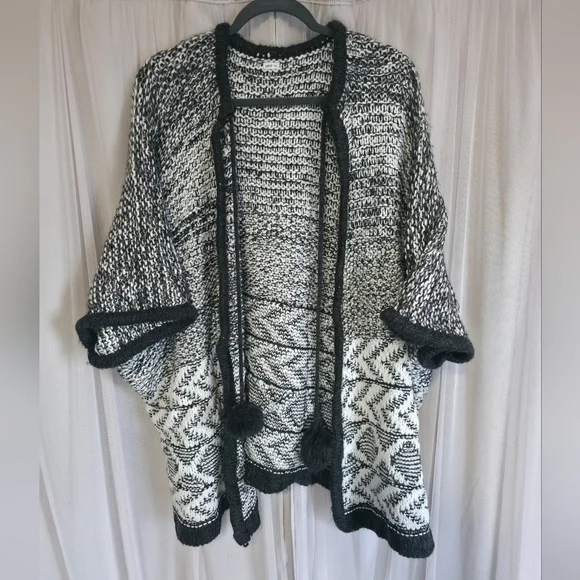 NWOT Aerie Heather Charcoal Grey Open-front Cardigan/ Poncho OS - Picture 4 of 9